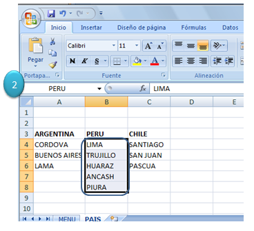 Vincular listas en Excel 2