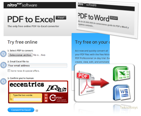 Convierte PDF a Excel Word